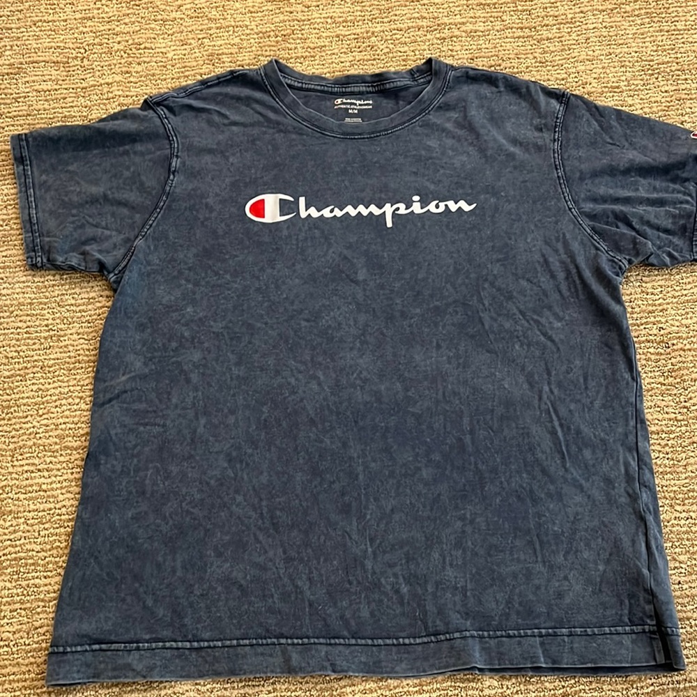blue washed champion shirt